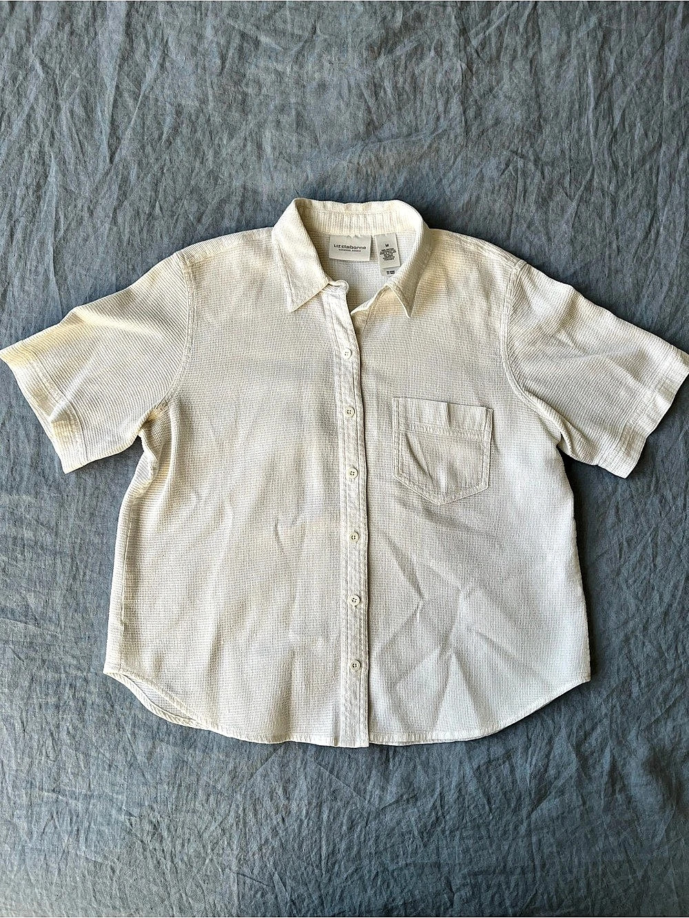 Liz Claiborne Short Sleeve Button Down White Medium